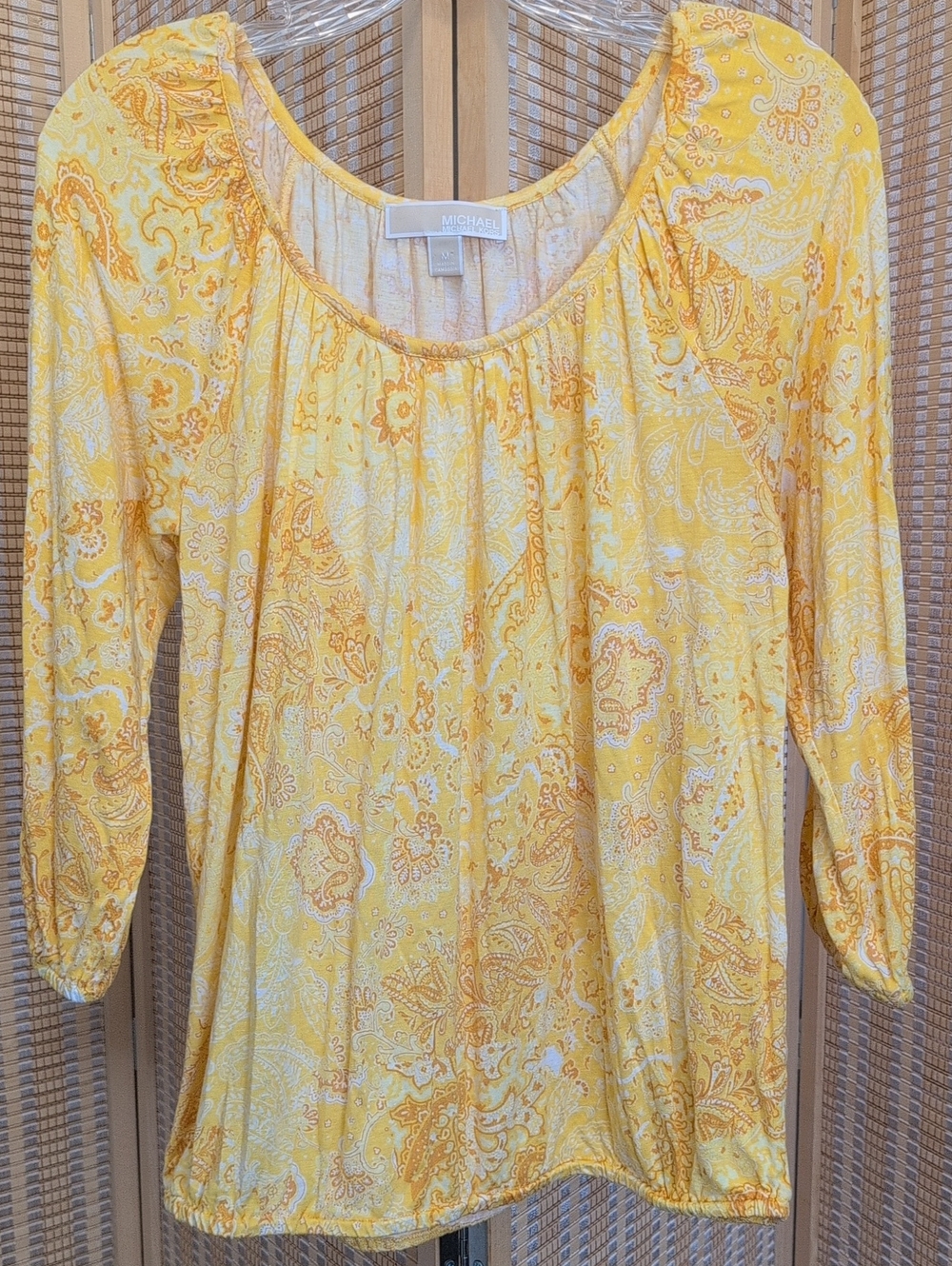 MICHAEL Michael Kors Yellow Paisley Scoop Neck Top